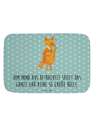 Mr. & Mrs. Panda Badezimmerteppich Fuchs Lord mit Spruch in Türkis Pastell