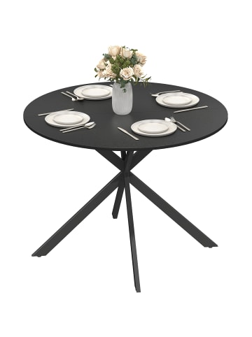 HOMCOM Esstisch-100L x 100B x 75H cm-Schwarz