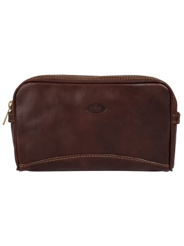 piké Kulturtasche echt Leder in braun