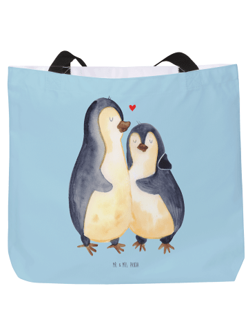 Mr. & Mrs. Panda Shopper Pinguin umarmen ohne Spruch in Eisblau