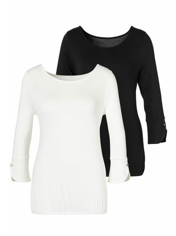 Vivance 3/4-Arm-Shirt in creme, schwarz