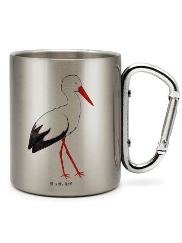Mr. & Mrs. Panda Kaffeetasse Storch ohne Spruch in Silber