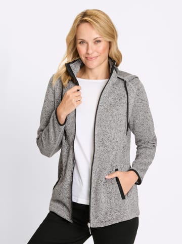 Sieh an! Strickfleecejacke in hellgrau-schwarz-meliert