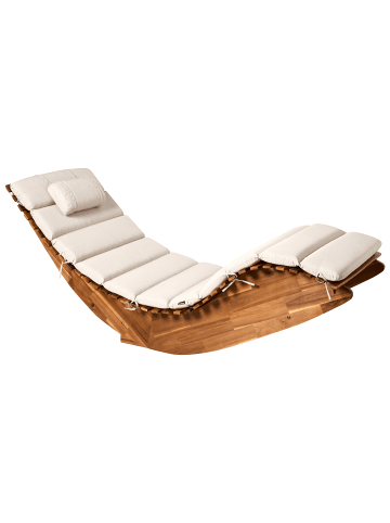 Beliani 2-tlg Gartenliege BRESCIA PREMIUM in Heller Holzfarbton/Beige