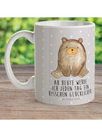 Mr. & Mrs. Panda Pott Bär sitzend mit Spruch in Grau Pastell