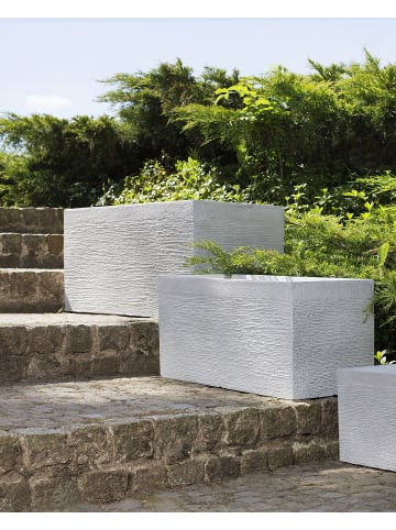 Beliani Outdoor Blumentopf MYRA in Weiß - (W) 80 x (H) 37 x (L) 38 cm