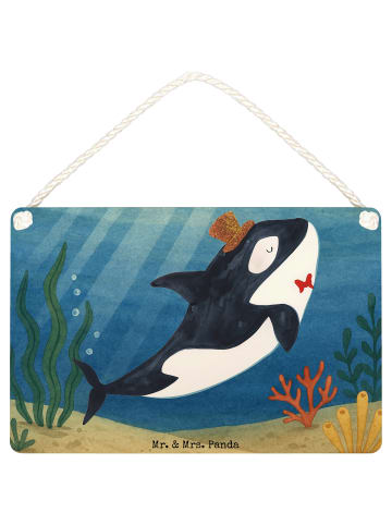 Mr. & Mrs. Panda Holzbild Orca Zylinder Design ohne Spruch in Weiß