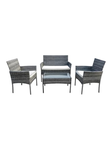 relaxdays 4-tlg. Gartenmöbel-Set "Rattan" in Grau