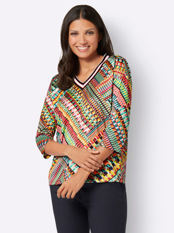 Sieh an! 3/4-Arm-Shirt in smaragd-pink-bedruckt