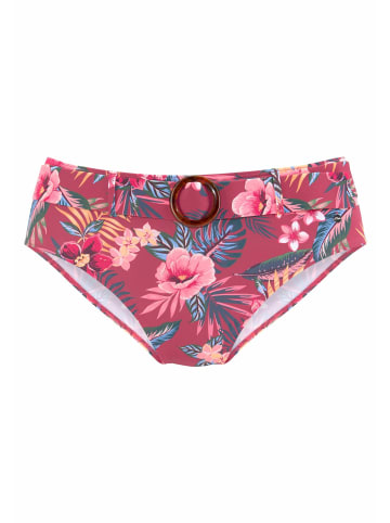 S. Oliver Highwaist-Bikini-Hose in rostrot-bedruckt