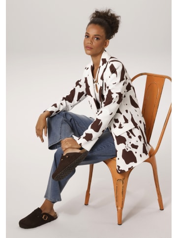 Aniston CASUAL Longblazer in wollweiß-braun