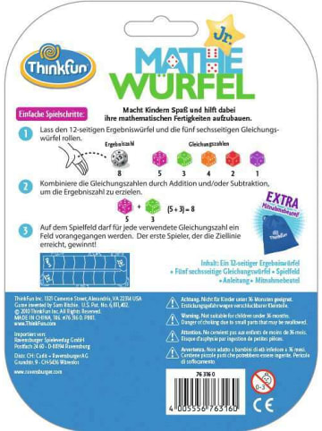 Thinkfun Thinkfun Lernspiel Mathe Würfel Junior in bunt