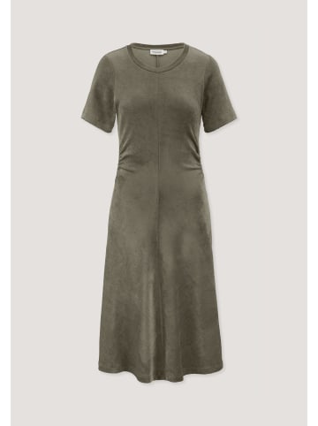Hessnatur Hessnatur Samt-Jerseykleid kniebedeckend Slim aus TENCEL™ Modal mit Bio-Baumwolle in silbergrün