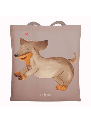 Mr. & Mrs. Panda Einkaufstasche Hund Dackel ohne Spruch in Braun Pastell