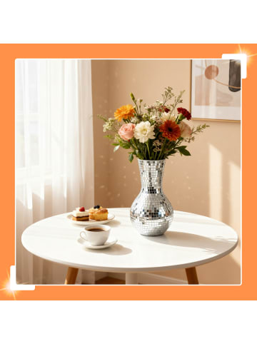 relaxdays Disco Vase in Silber - (H)28 x Ø 14 cm
