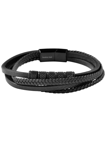 Adeliás Unisex Armband – Lederarmband aus Leder 21 cm in schwarz