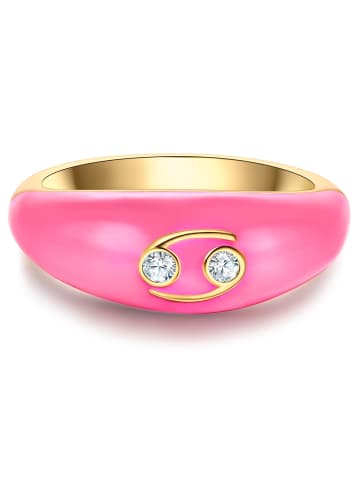 Glanzstücke München Ring Sterling Silber gelbgold Zirkonia weiß Emaille rosa in gelbgold