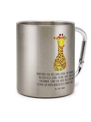 Mr. & Mrs. Panda Kaffeetasse Giraffe Blumenkranz mit Spruch in Silber