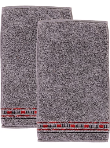 Erwin Müller Frottier Gästetuch 2er-Pack Achern in grau/rot