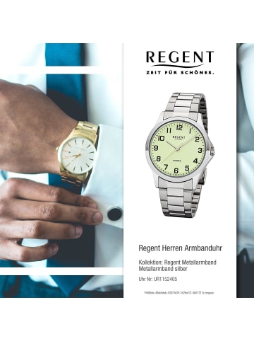 Regent Armbanduhr-Analog silber mittel (ca. 39mm) Regent Metallarmband