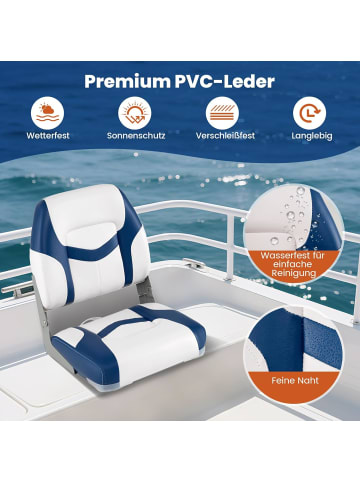 COSTWAY Bootssitz 2er Set klappbar in Blau