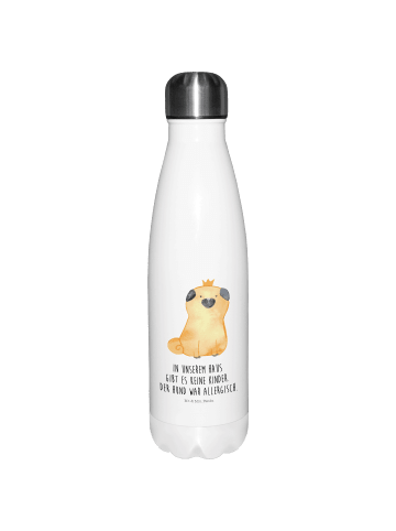 Mr. & Mrs. Panda Thermosflasche Mops Krone mit Spruch in Weiß