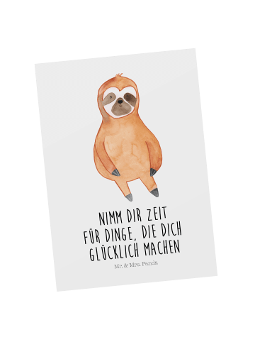 Mr. & Mrs. Panda Grußkarte Faultier Zufrieden mit Spruch in Weiß