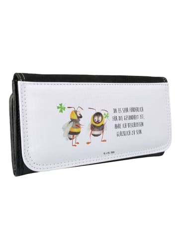 Mr. & Mrs. Panda Brieftasche Damen Hummeln Kleeblatt mit Spruch in Weiß