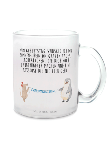 Mr. & Mrs. Panda Teetasse Maus Pinguin Geburtstag mit Spruch in Transparent