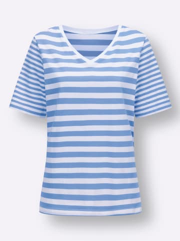 Sieh an! Kurzarmshirt in himmelblau-weiß-geringelt