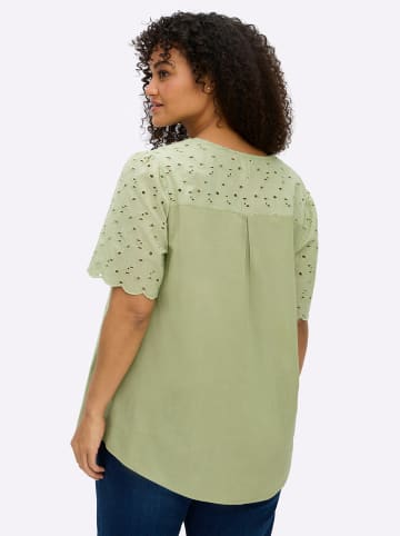 sheego Kurzarmbluse in schilf