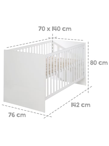 roba Gitterbett Lilo 70 x 140 cm 3-fach höhenverstellbar - Weiß