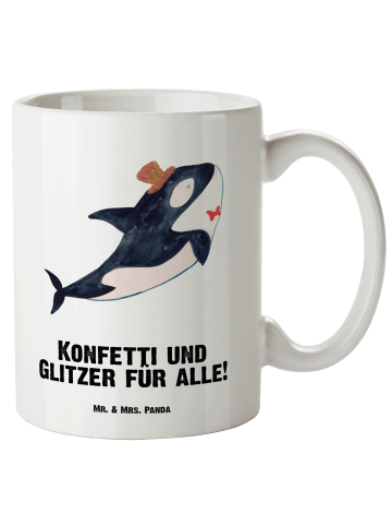 Mr. & Mrs. Panda steingut tasse Orca Zylinder mit Spruch in Weiß