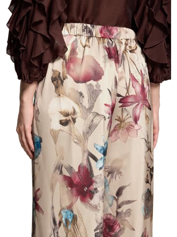 Vera Mont Marlene-Hose mit Blumenprint in Beige/Dark Red