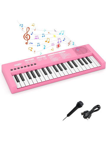 COSTWAY 37 Tasten Keyboard Kinder ab 3 Jahren in Rosa