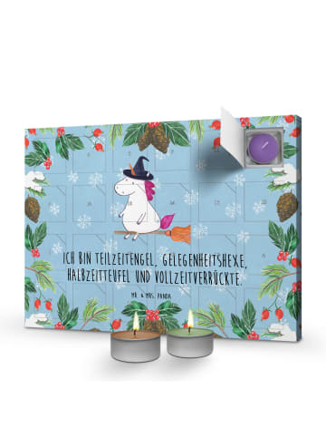 Mr. & Mrs. Panda Kerzen Adventskalender Einhorn Hexe mit Spruch in Eisblau