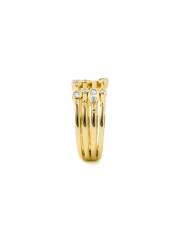 Luxenter ring in polished metal and zirconia alloy, finished in 18k yellow gold - Ulethel