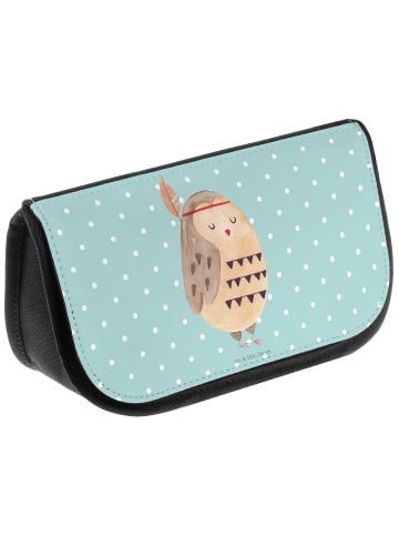 Mr. & Mrs. Panda Schminktasche Eule Federschmuck ohne Spruch in Türkis Pastell