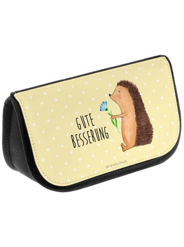 Mr. & Mrs. Panda Kosmetikbeutel Igel Blumen mit Spruch in Gelb Pastell