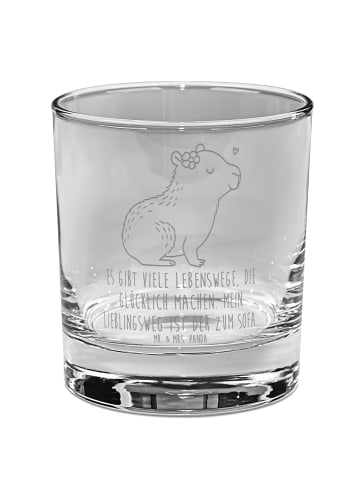Mr. & Mrs. Panda Trinkglas Capybara Blume mit Spruch in Transparent