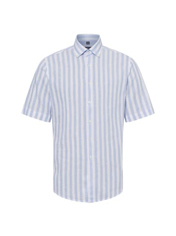Nils Sundström Freizeithemd mit Leinen-Anteil in hellblau weiß