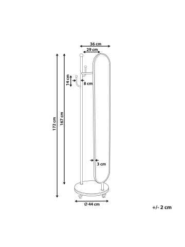 Beliani Kleiderständer LORENA in Gold/Weiß - (W) 44 x (H) 172 x (L) 10 cm