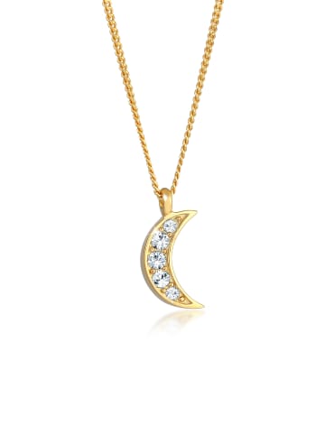 Elli Halskette 925 Sterling Silber Astro, Halbmond in Gold