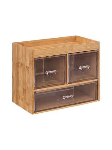 5five Simply Smart Kosmetik-Organizer mit 3 transparenten Schubladen + Ablage in Braun