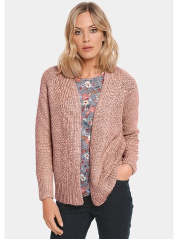 GOLDNER Kurzgröße:  Zeitlose Strickjacke in Grobstrick in rosé / melange