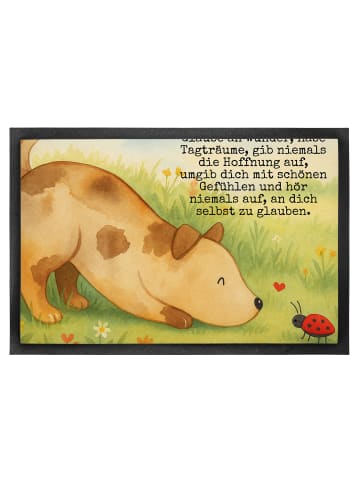Mr. & Mrs. Panda Bodenvorleger Hund Marienkäfer Design mit Spruch in Weiß