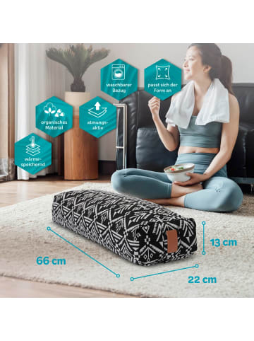 DoYourFitness Yoga-Bolster Paravati gefüllt Dinkelspelz schwarz/weiß eckig Style 7 Schwarz