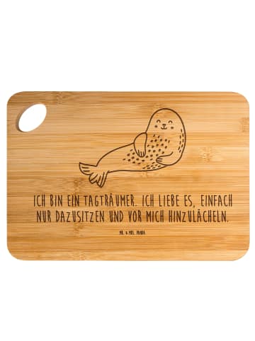 Mr. & Mrs. Panda Schneidebrett Robbe Lachen mit Spruch in Braun