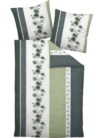 Janine Mako-Soft-Seersucker Bettwäsche in grün-grau