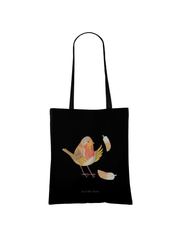 Mr. & Mrs. Panda Canvas Tasche Rotkehlchen Federn ohne Spruch in Schwarz